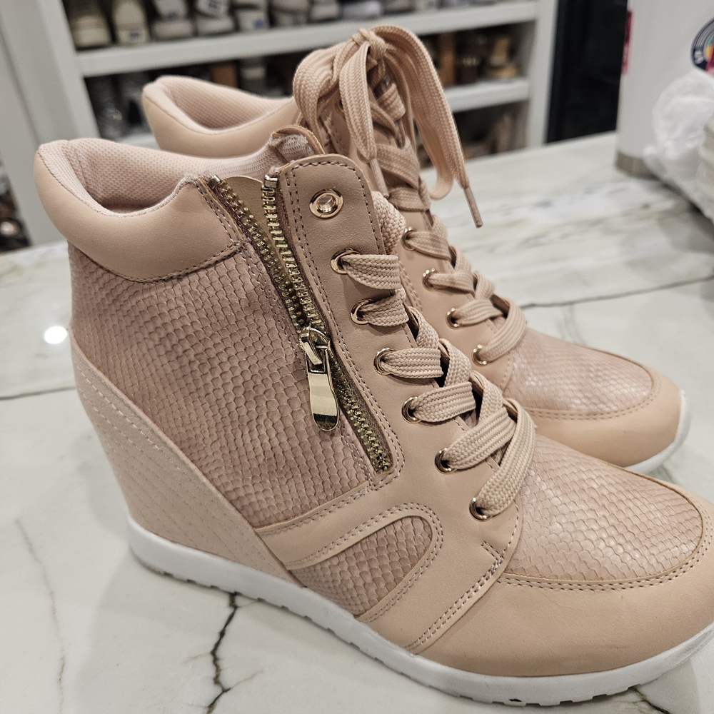 JustFab Blush Wedge Sneakers